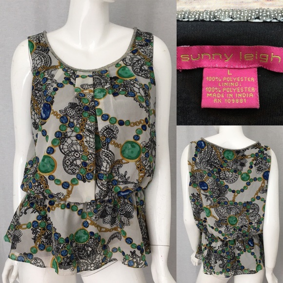 Sunny Leigh Tops - Sz Large Sunny Leigh Peplum Sleeveless Blouse Top